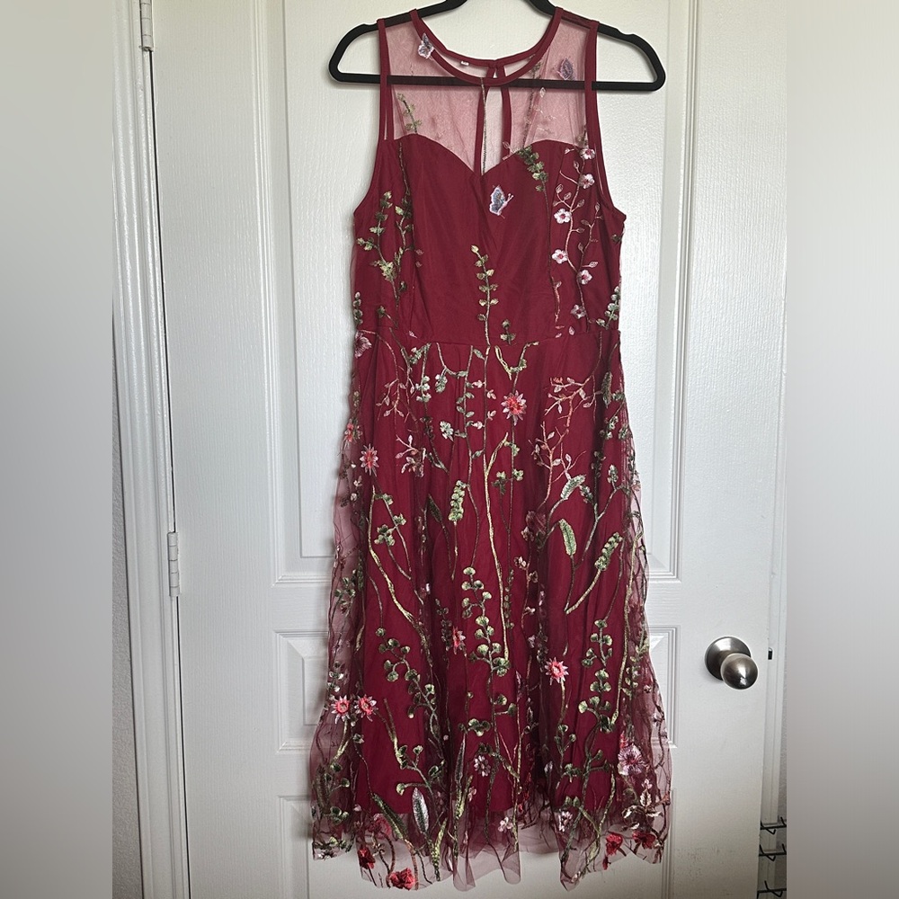 Red floral summer dress
